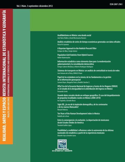 realidad, datos y espacio revista internacional de estadística ... - Inegi