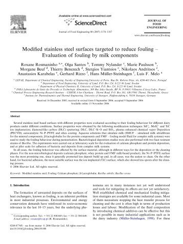 Modified stainless steel surfaces targeted to reduce fouling ...