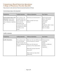 Competency-Based Interview Questions College of Pharmacy ...