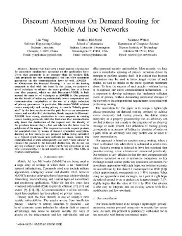 Discount Anonymous On Demand Routing for Mobile Ad hoc Networks