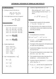 EXTENSION 1 REVISION OF FORMULAE AND RESULTS