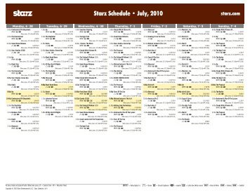 Starz Schedule - July, 2010