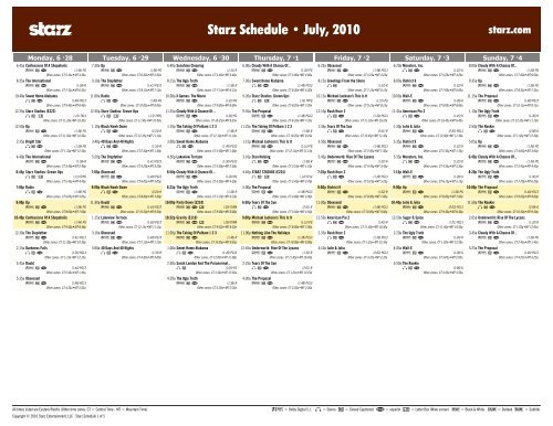 Starz Schedule - July, 2010