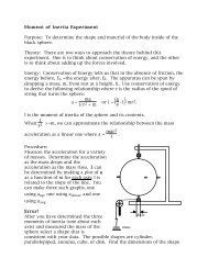 Moment of Inertia Experiment Purpose: To determine the shape and ...