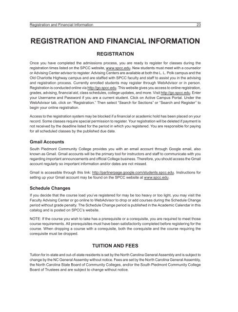 Registration and Financial Information - South Piedmont Community ...