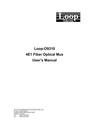 Loop-O9310 4E1 Fiber Optical Mux User's Manual - DAVANTEL