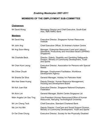 Employment Sub-Committee - Ministry of Social and Family ...