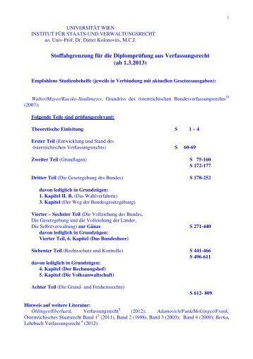 Kolonovits StoffabgrVerfassungsrecht FÃ¼mIII 1 3 2013 - Institut fÃ¼r ...