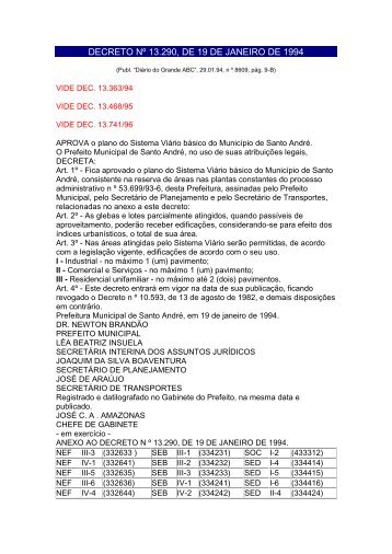 DECRETO NÂº 13.290, DE 19 DE JANEIRO DE 1994 - PREFEITURA ...