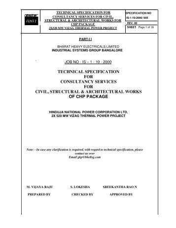 technical specification for consultancy services for civil - BHEL ...