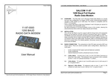 11-97-0000 1200 BAUD RADIO DATA MODEM User Manual - Salcom