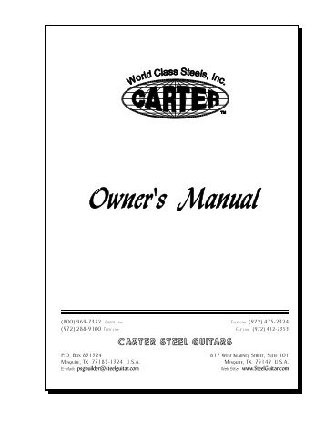 Owner's Manual - Carter Steel Guitars