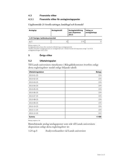 LÃ¤nk till regleringsbrevet fÃ¶r 2013 (PDF 443 kB ... - Lunds universitet