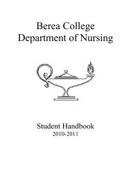 Berea College Department of Nursing