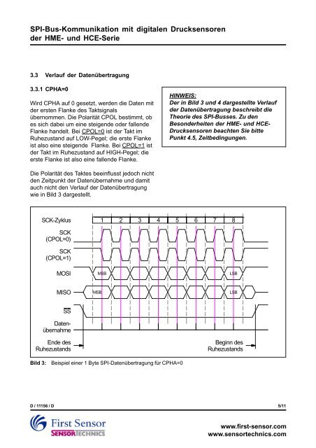 SPI-Bus-Kommunikation mit HCE-Sensor - Sensortechnics