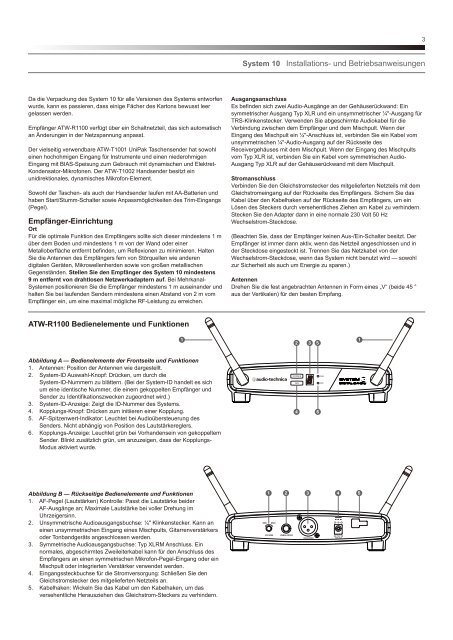 System 10 Manual German - Audio-Technica