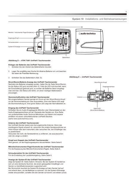 System 10 Manual German - Audio-Technica