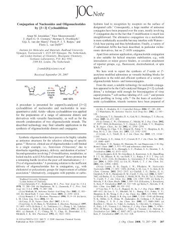 Conjugation of Nucleosides and Oligonucleotides by [3+2 ...