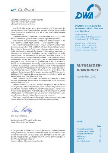 rundbrief - DWA-Landesverbandes Hessen/Rheinland-Pfalz/Saarland