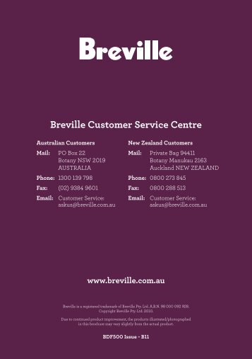 Get the Instruction Book for this product - Breville