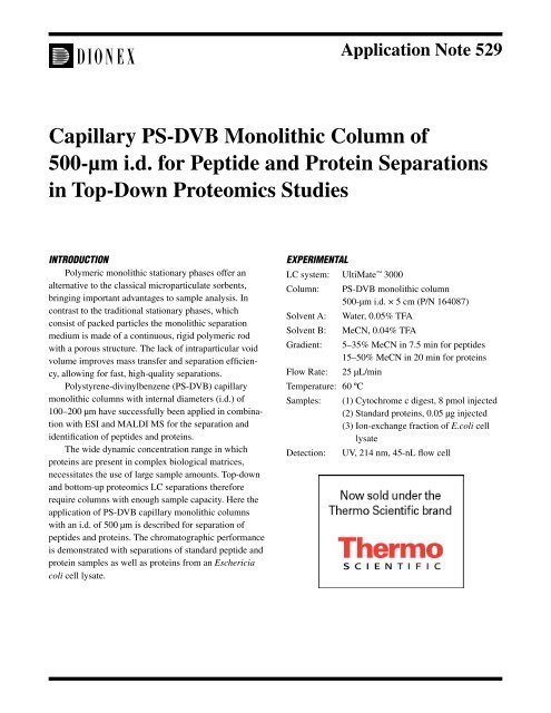 Capillary PS-DVB Monolithic Column of 500-Âµm i.d. for ... - Cromlab