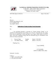 Press Notification for Invitation of Bids at NPTI(NR)