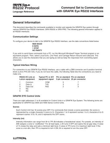 40-196 GR Eye RS232 Protocol - Lutron