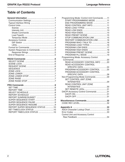 40-196 GR Eye RS232 Protocol - Lutron