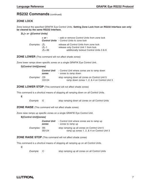 40-196 GR Eye RS232 Protocol - Lutron