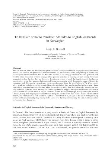 Attitudes to English loanwords in Norwegian