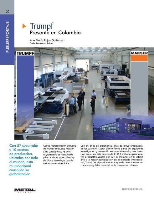 Trumpf, Presente en Colombia (720Kb) - Revista Metal Actual