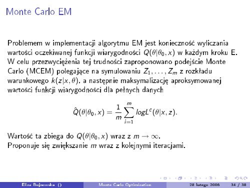 Monte Carlo Optimization - Seminarium szkoleniowe