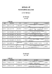 臺灣地區大學明代研究博碩士論文目錄 - 東吳大學