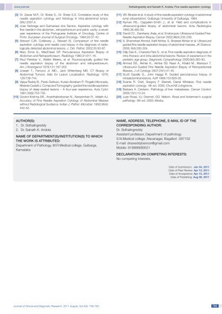 Fine Needle Aspiration Cytology of Intra-Abdominal Lesions - JCDR