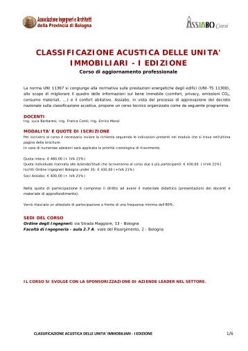 Classificazione Acustica unitÃ  immobiliari-1.pdf - Assiabo.it