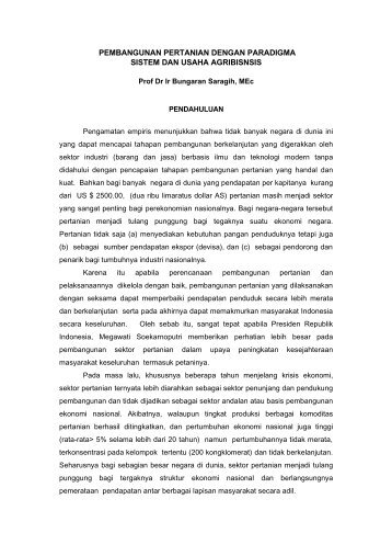 pembangunan pertanian dengan paradigma sistem dan usaha ...