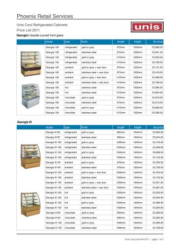 110217 UnisCool price list 2011 - Phoenix Retail Services