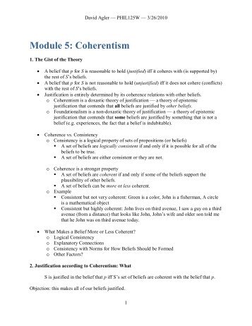 Module 5: Coherentism - David W. Agler