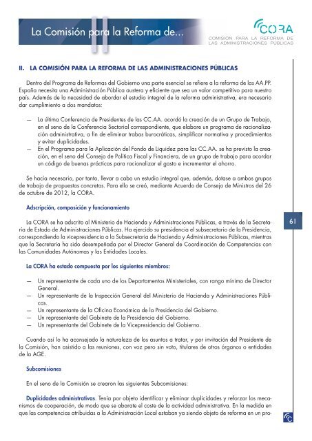 Reforma de las Administraciones PÃºblicas (CORA) - La Moncloa