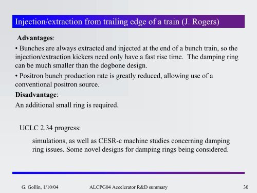 Accelerator physics summary & report on UCLC + LCRD R&D ...