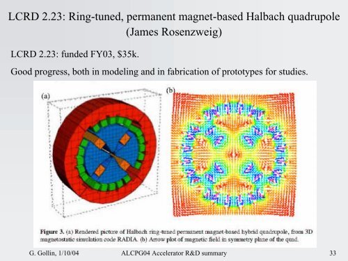 Accelerator physics summary & report on UCLC + LCRD R&D ...