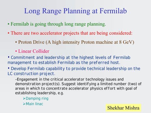 Accelerator physics summary & report on UCLC + LCRD R&D ...