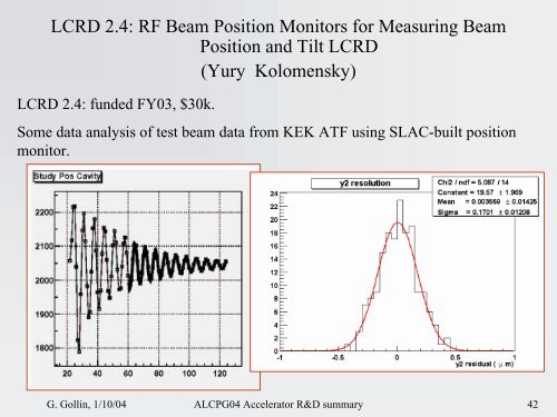 Accelerator physics summary & report on UCLC + LCRD R&D ...