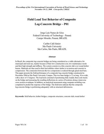 Field Load Test Behavior of Composite Log-Concrete Bridge – P01