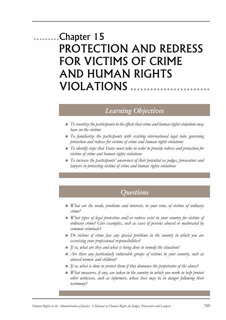 protection and redress for victims of crime and human rights violations