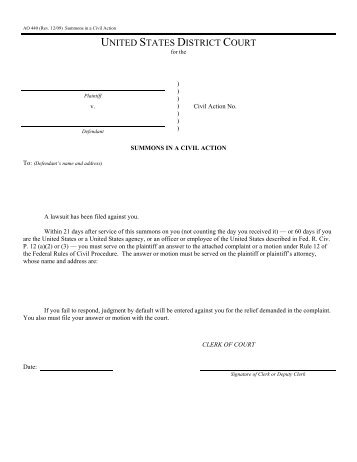 Summons in a Civil Action - US District Court Middle District of ...