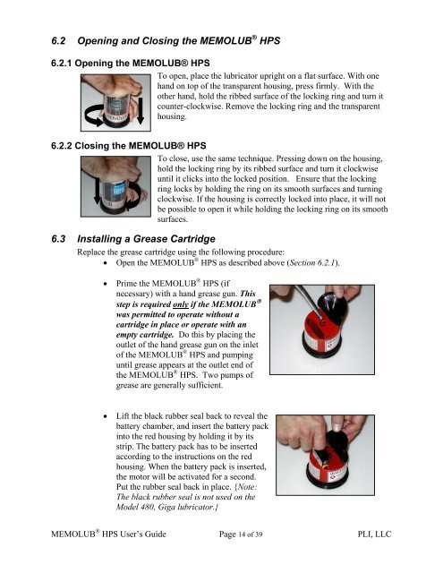 MEMOLUBÂ® User's Guide - PLI, LLC