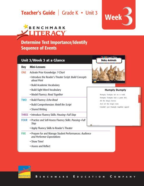 Literacy - Benchmark Resources - Benchmark Education Company