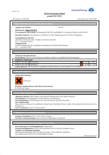 Sicherheitsdatenblatt