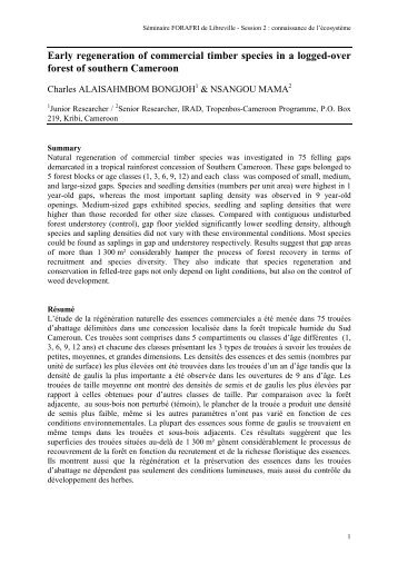 Early regeneration of commercial timber species in a logged-over ...